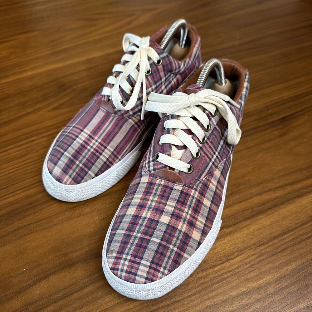 Ralph Lauren Polo Vaughn Madras Men's Size 8 Shoes - Plaid Patchwork Sneakers